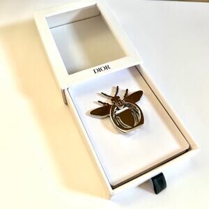 Dior Bee-Inspired Luxury Cellphone Ring Holder – Silver Metal